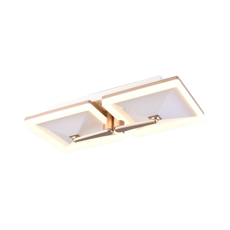 Splicing Square Flush Ceiling Light Fixture Minimalist Metal 2/4/6 Heads LED White Ceiling Lamp in Third Gear Light