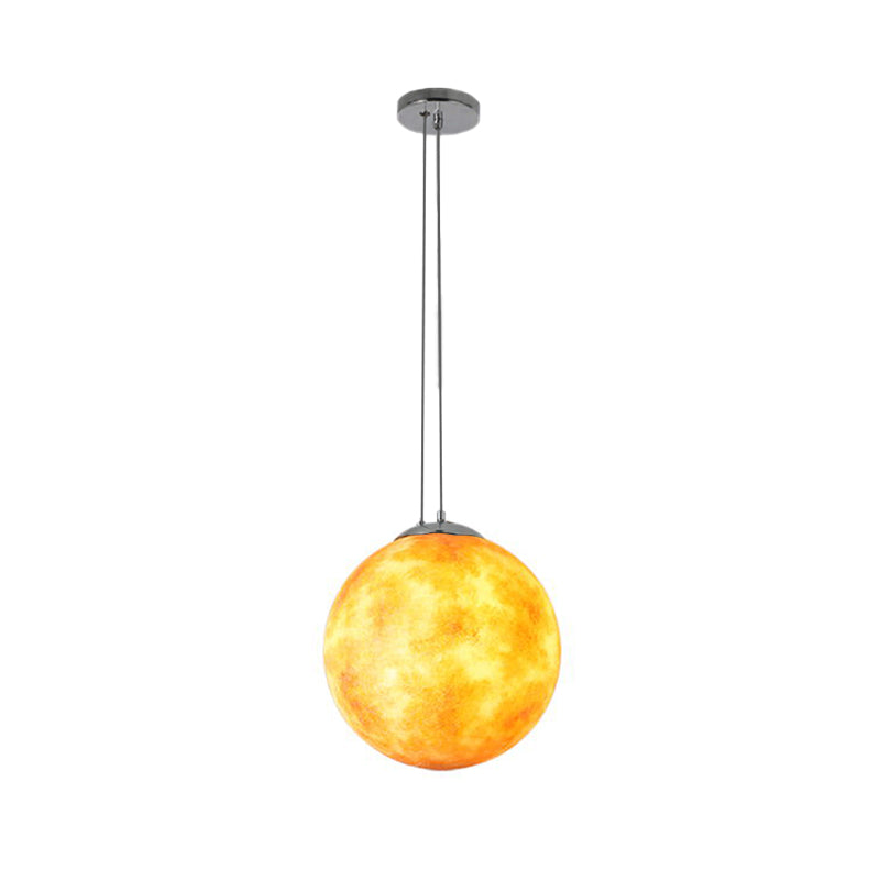 Pendant Lamp for Bedroom, Modern Globe Shade Ceiling Light Fixture in Chrome for Kids