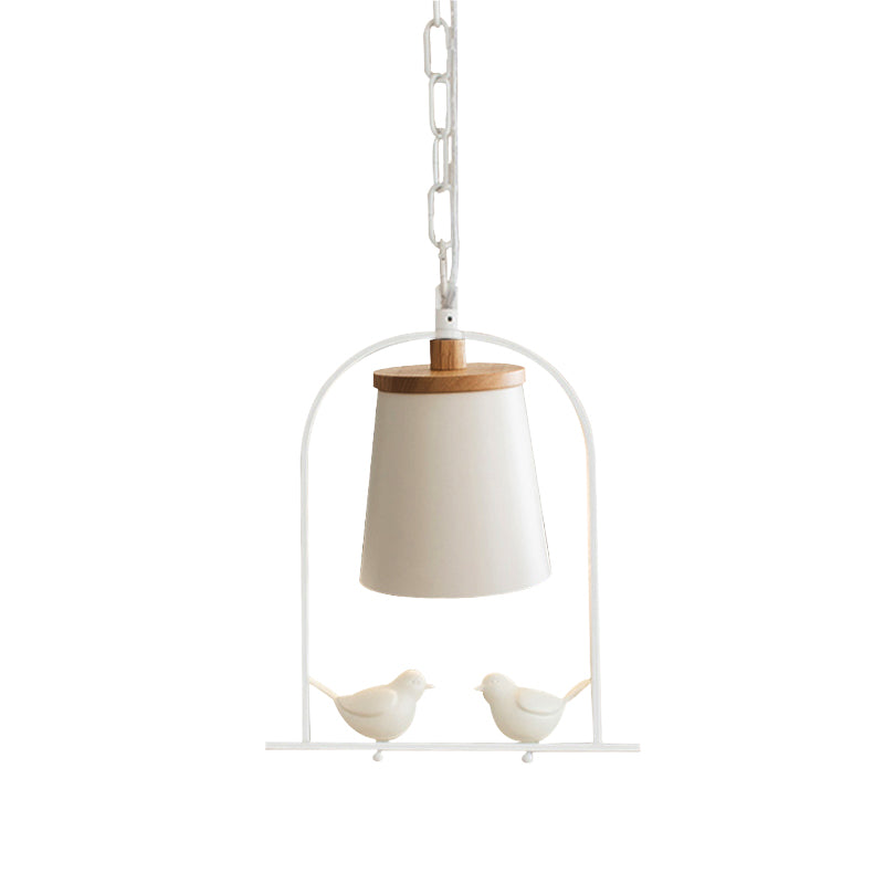 Mini Pendant Light White, Adjustable Ceiling Fixture with Bird Decoration Modern Style