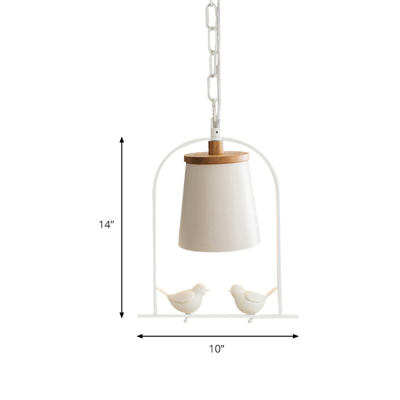 Mini Pendant Light White, Adjustable Ceiling Fixture with Bird Decoration Modern Style