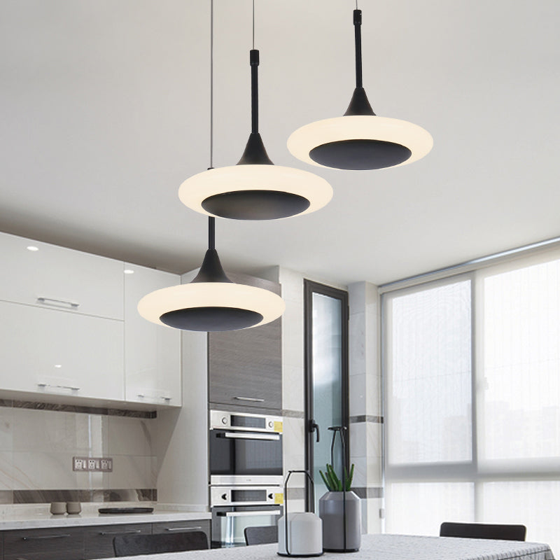 Plafon de trompette Black Light Contemporain LED Pendant en acrylique Drop avec une canopée ronde / linéaire