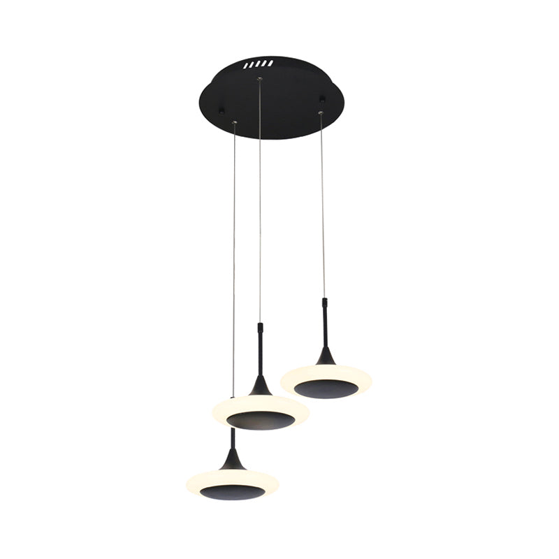 Black Trumpet Ceiling Light Contemporary LED Acrylic Drop Pendant with Round/Linear Canopy