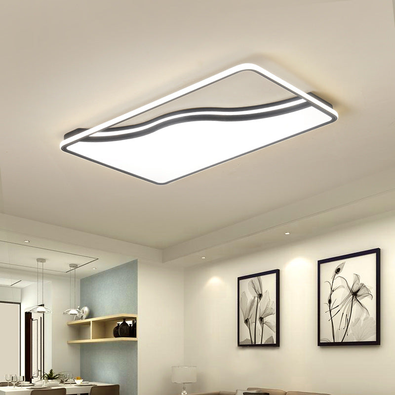 Zwart/wit rechthoekig/vierkant plafondlicht eenvoudige acryl 16 "/19.5" /35.5 " W LED plafond licht fixture voor slaapkamer in warm/wit