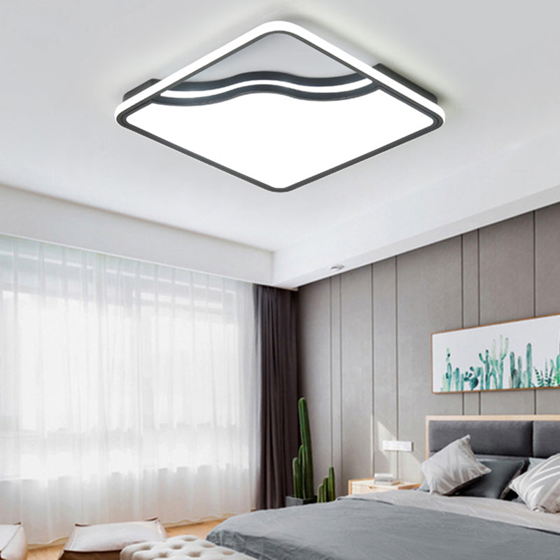 Zwart/wit rechthoekig/vierkant plafondlicht eenvoudige acryl 16 "/19.5" /35.5 " W LED plafond licht fixture voor slaapkamer in warm/wit