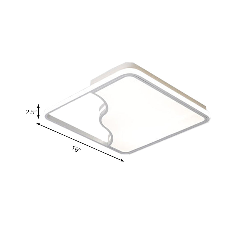 Zwart/wit rechthoekig/vierkant plafondlicht eenvoudige acryl 16 "/19.5" /35.5 " W LED plafond licht fixture voor slaapkamer in warm/wit