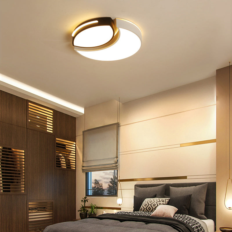 DEL Flush Mount Bedroom with Circular Acrylic Shade Black and White Ceiling Flush in Warm / White, 16 "/19.5" /23.5 " Dia