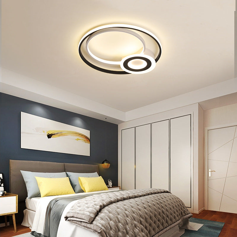 Multi Rings Flush Mount Nordic Acrylic Black and White 16"/19.5"/23.5" Dia Integrated LED Ceiling Fixture for Bedroom in Warm/White