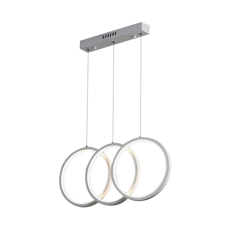 3-Head Office Hanging Ceiling Light with Ring Acrylic Shade White Cluster Pendant in Warm/White Light