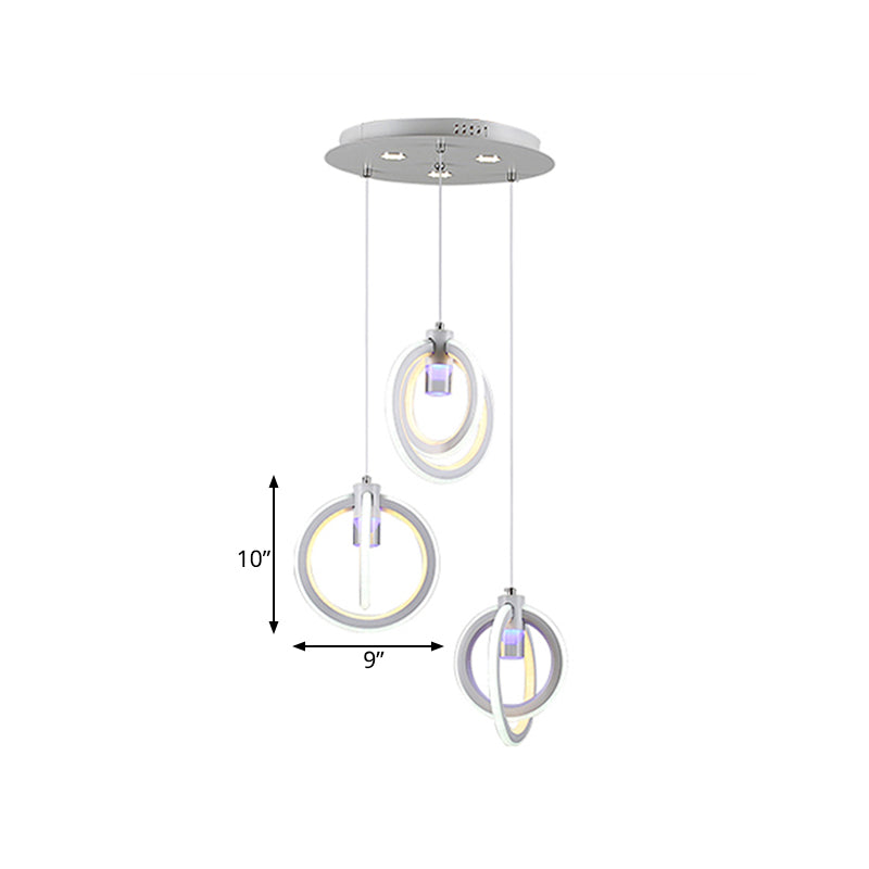 Simple Orbit Acrylic Drop Pendant 3-Light Hanging Ceiling Light Fixture for Living Room