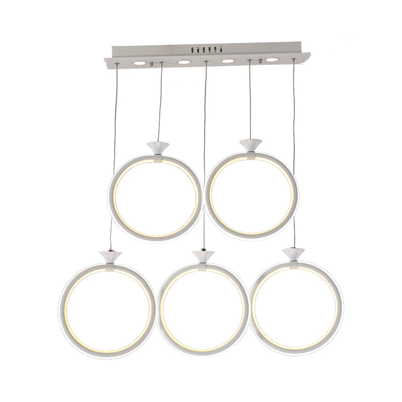 Multi-Ring Cluster Pendant Contemporary Acrylic 3/5-Head Kitchen Suspension Lamp in Warm/White/Natural Light