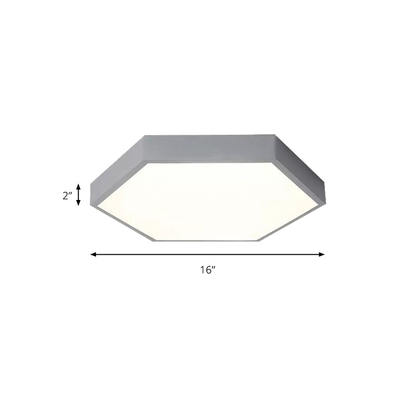 Child Bedroom LED Ceiling Light Modern Macaron Flush Mount Lighting with Hexagon Shade