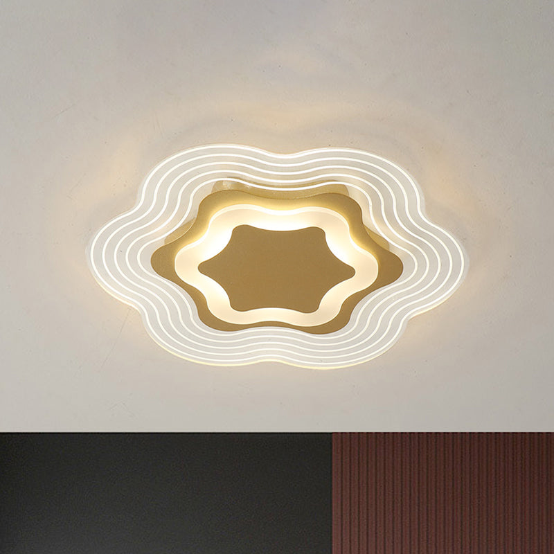 Florale Acryl Deckenbeleuchtung minimalistische LED Gold Flush Leuchte in warmem/weißem Licht