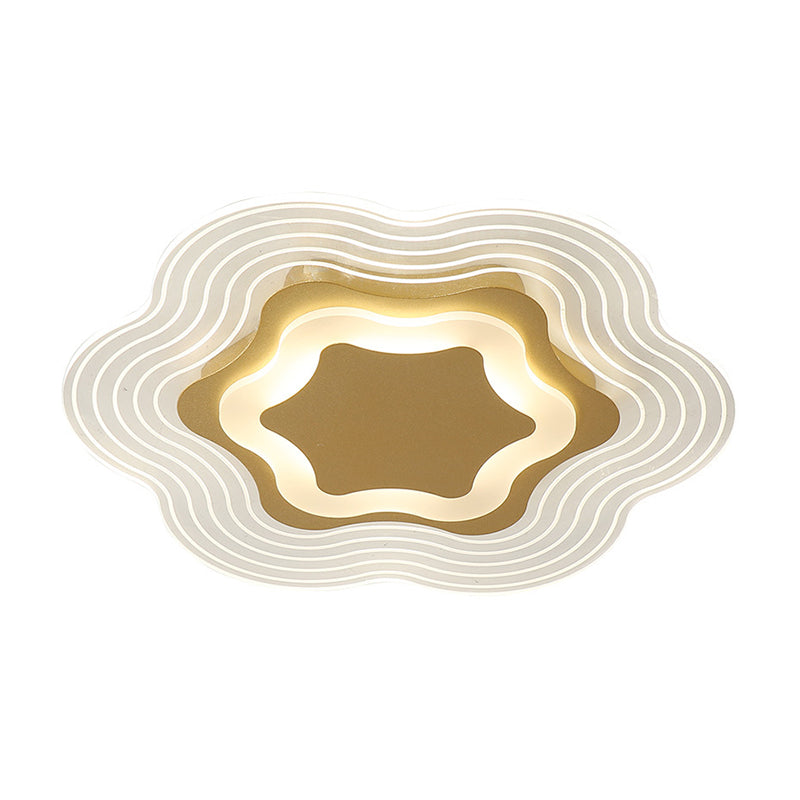 Éclairage de plafond en acrylique floral Minimaliste LED Gold Flush Lightture en lumière chaude / blanche