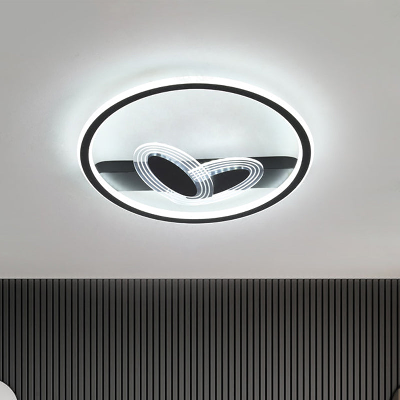 Acryloval und Kreis Flush Leuchte Moderne LED Flush Mount Lighting in Schwarz/Gold