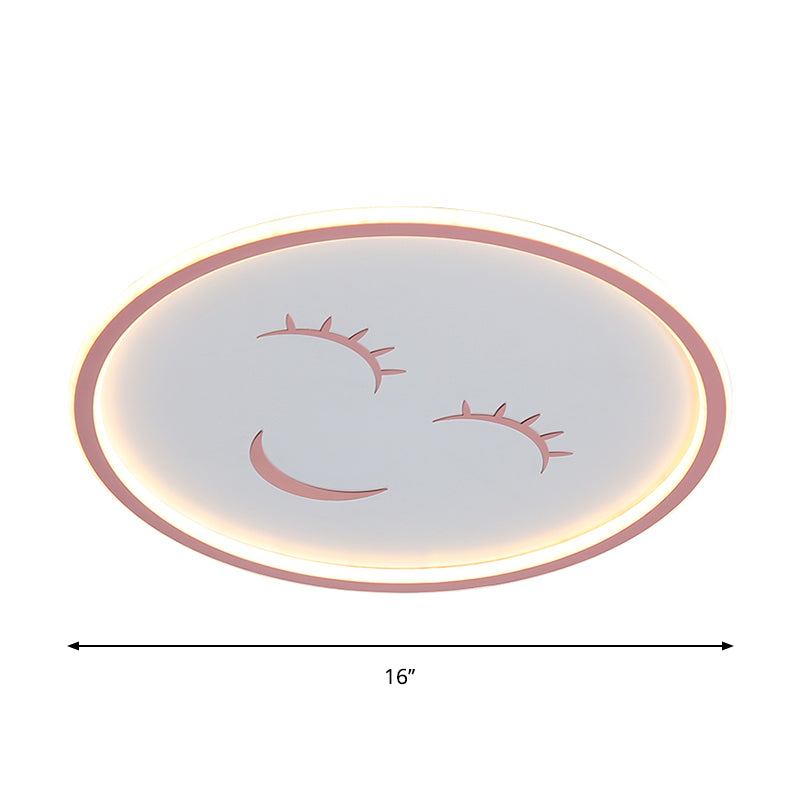 Luz de techo de cara acrílica de la cara lámpara de montaje de caricatura de caricatura en rosa, cálida/blanca
