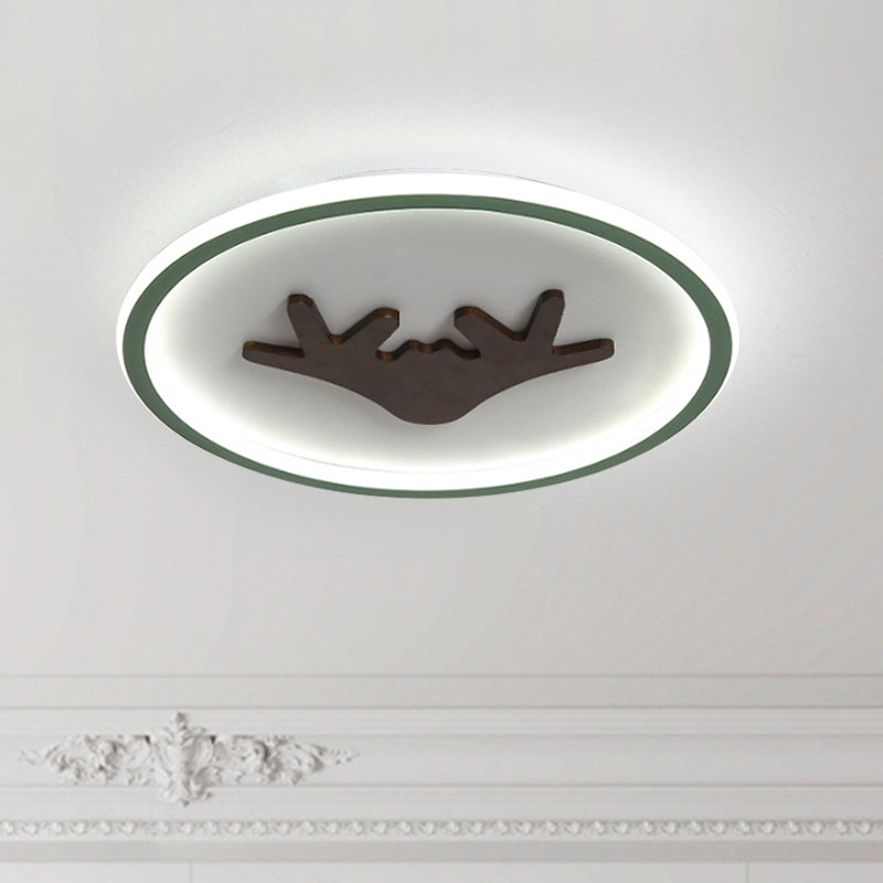 Hirsche Flush Mount Leuchte Acrylgrau/weiß/grün -LED -Spülendecke für Schlafzimmer