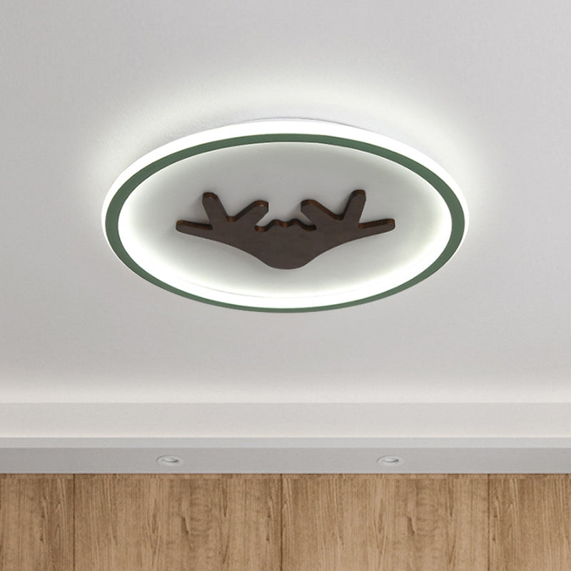 Deer Flush Mount Lighting Acrylic Grey/White/Green LED Flush Ceiling Light for Bedroom