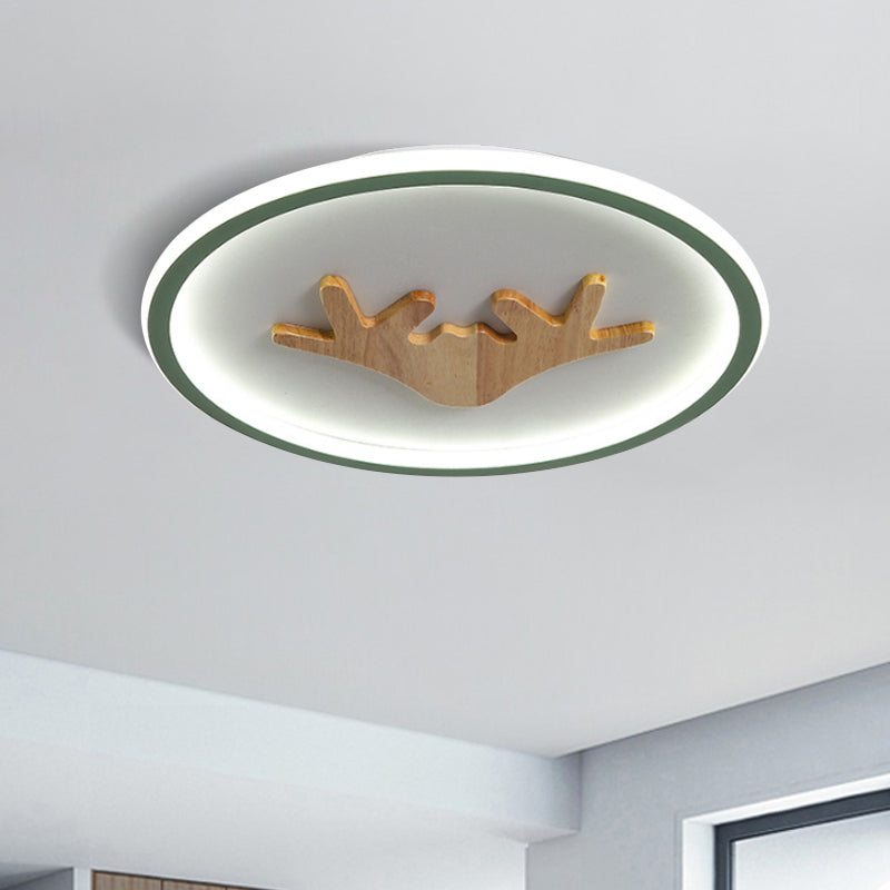 Deer Flush Mount Lighting Acryl Grijs/Wit/groene LED -spoelplafondlicht voor slaapkamer