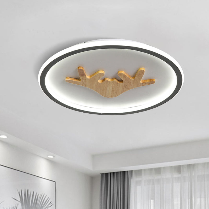 Hirsche Flush Mount Leuchte Acrylgrau/weiß/grün -LED -Spülendecke für Schlafzimmer