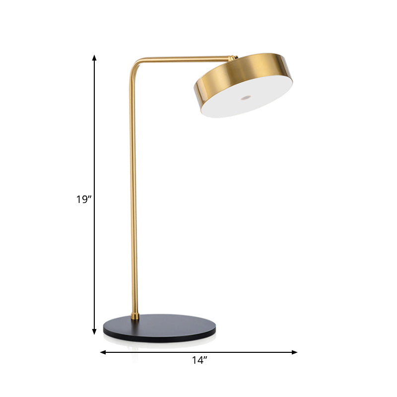 Metallic Round Shade Desk Lamp Contemporary Style 1 Light Black/Gold Desk Lighting for Bedroom