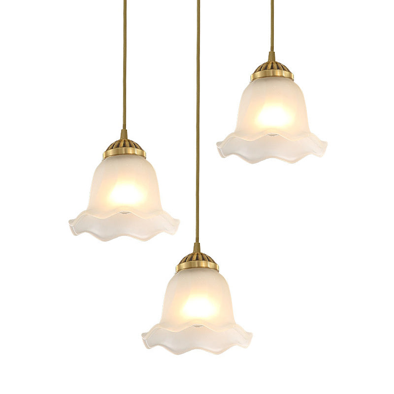 Floral Dining Room Cluster Custant Classic Glassled Glass 3 Bulbs Gold Suspension Lighting Freet