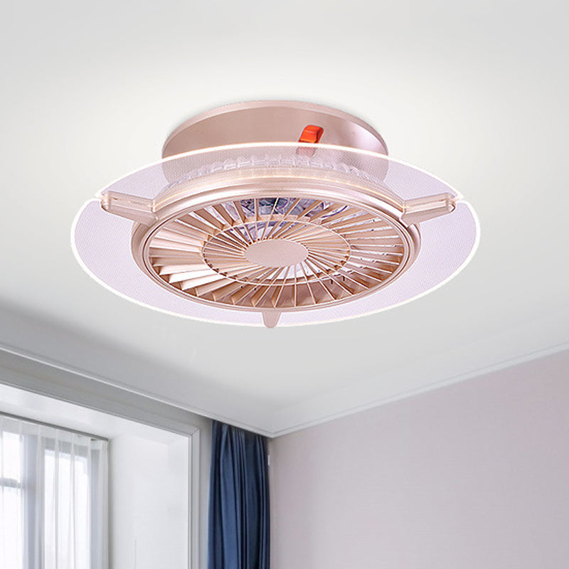 22 "brede roze ronde plafondventilator Licht Moderne Led metalen Semi Mount Lighting voor woonkamer