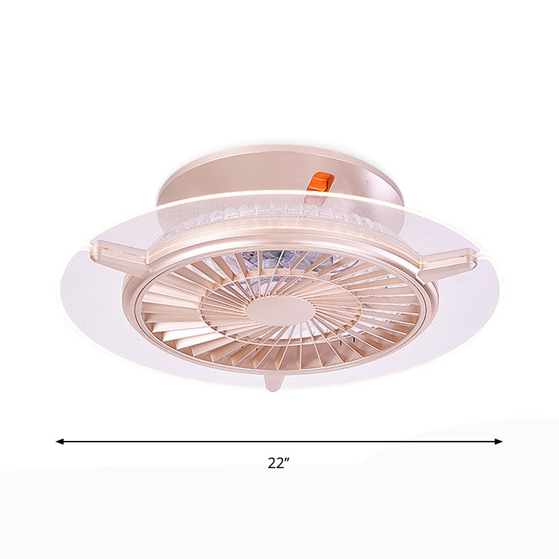 22 "brede roze ronde plafondventilator Licht Moderne Led metalen Semi Mount Lighting voor woonkamer