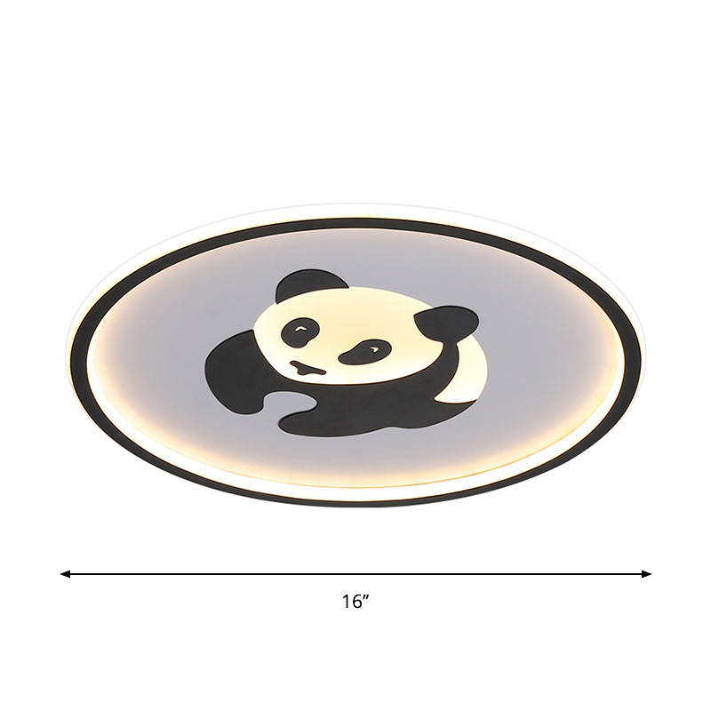 Panda Flush Mount Light Kids Acrylic LED Black Flushmount Lighting in Warm/White Light for Bedroom