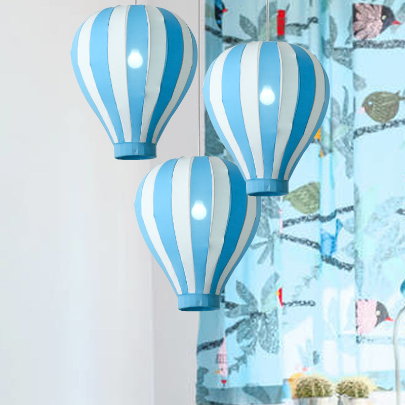 Fabric Balloon Hanging Lighting Cartoon 1 Light Pendant Light Fixture in Red/Blue/Green for Play Room