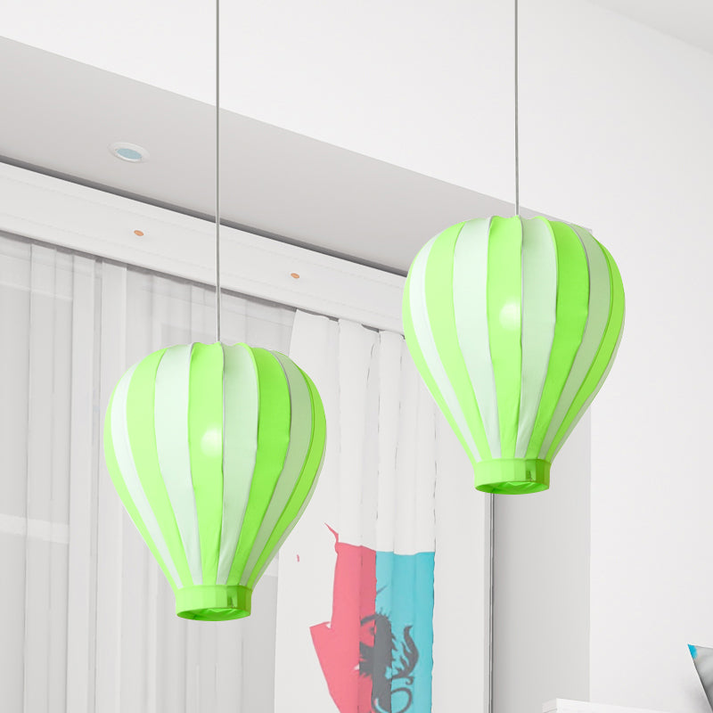 Fabric Balloon Hanging Lighting Cartoon 1 Light Pendant Light Fixture in Red/Blue/Green for Play Room