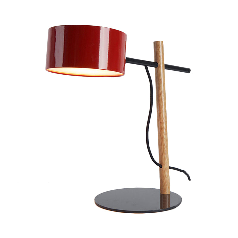 Drum Shade Desk Lampy Contemporary Style Steel 1 Livre de lecture rouge / blanc clair Light for Study Room