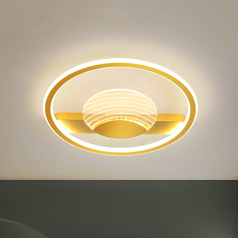 Acrylic Circular Flush Mount Light Nordic Black/Gold LED Close to Ceiling Lamp for Bedroom