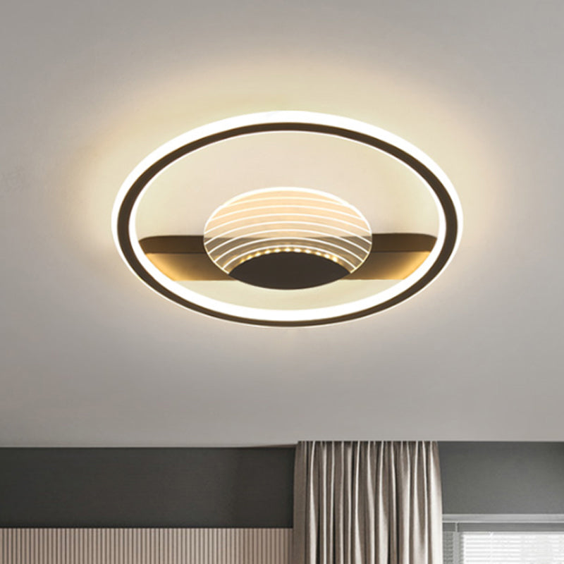 Acrylic Circular Flush Mount Light Nordic Black/Gold LED Close to Ceiling Lamp for Bedroom