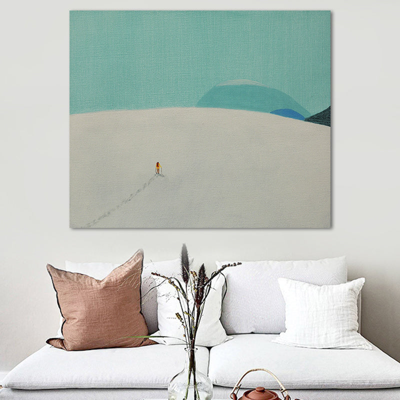 Light Color Hiking Painting Textured Minimalism Style Boys Bedroom Wall Art Print