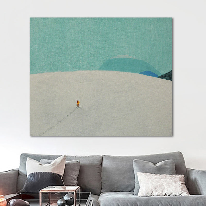 Light Color Hiking Painting Textured Minimalism Style Boys Bedroom Wall Art Print