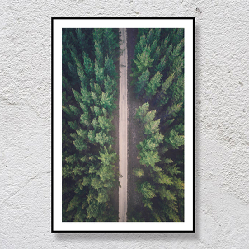 Modern Highway in Forest Canvas for Parlor Wall Art Decor in Green, Multiple Size Available