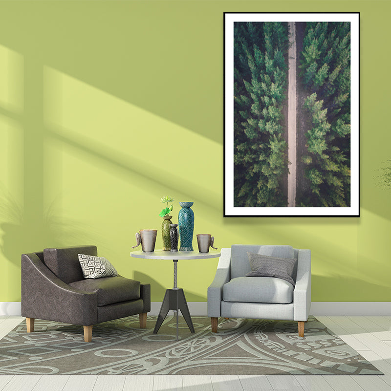 Modern Highway in Forest Canvas for Parlor Wall Art Decor in Green, Multiple Size Available