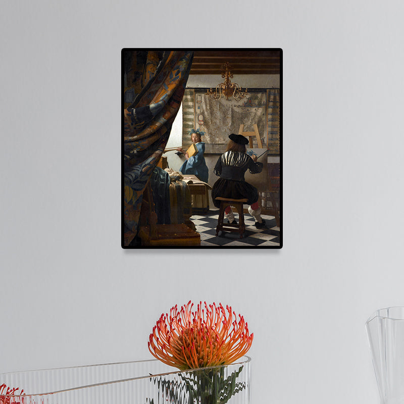 Retro Style Canvas Print Brown Jan Vermeer the Art of Painting Wall Decor for Bedroom