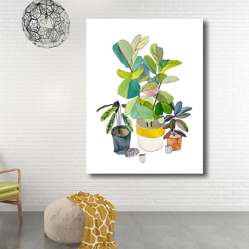 Canvas Decorative Art Print Rural Colorful Potted Plant Paintings, Multiple Sizes