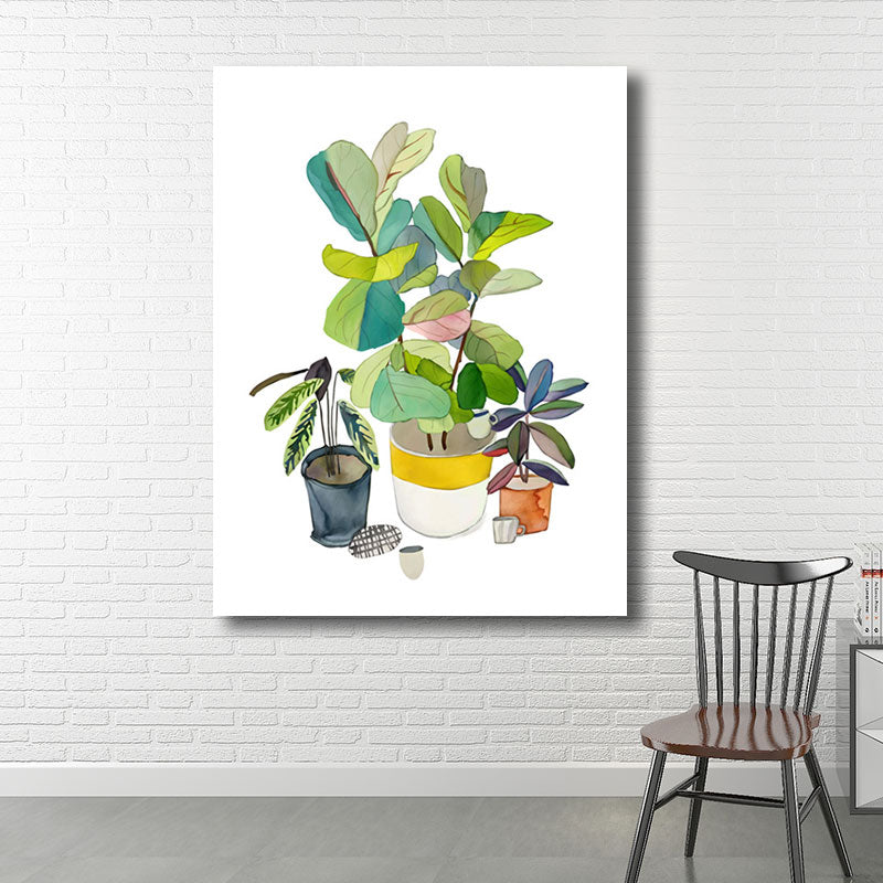 Canvas Decorative Art Print Rural Colorful Potted Plant Paintings, Multiple Sizes