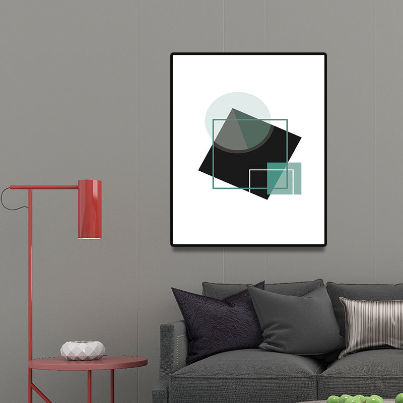 Canvas Decorative Painting Scandinavian Geometry Wall Decor in Black, Multiple Sizes