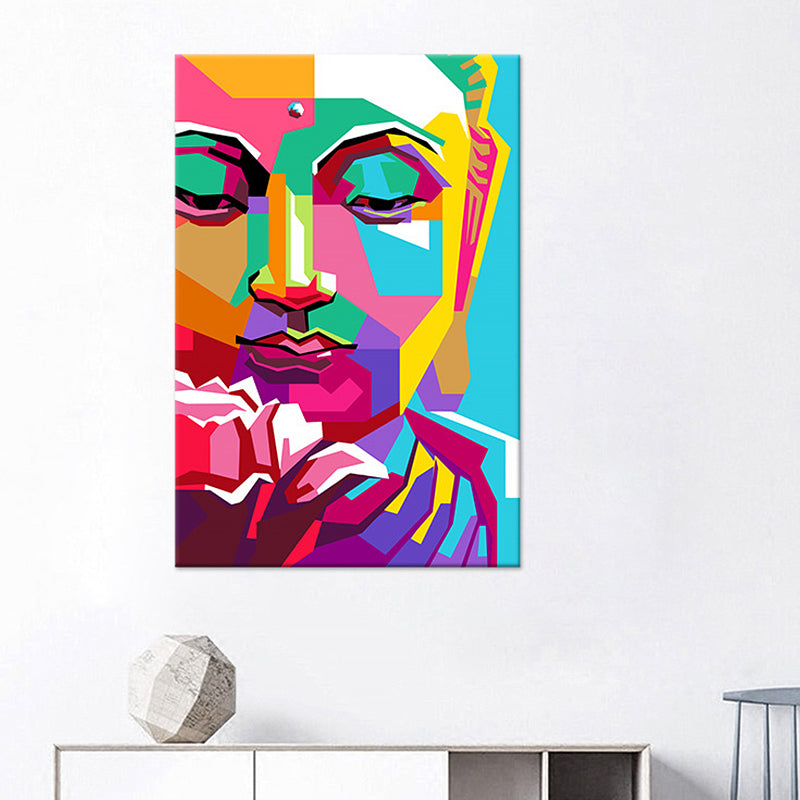 Buddha Wall Art Decor Mid-Century Decorative for Living Room Wrapped Canvas in Multicolored