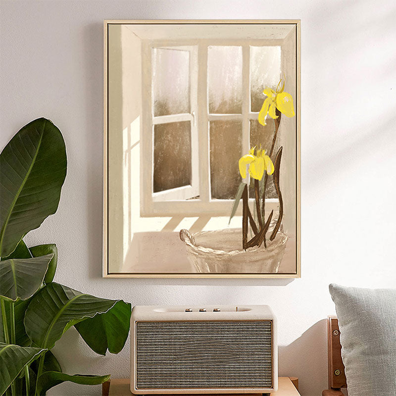 Flower and Window Wall Decor in Pastel Color Nordic Style Canvas for Living Room