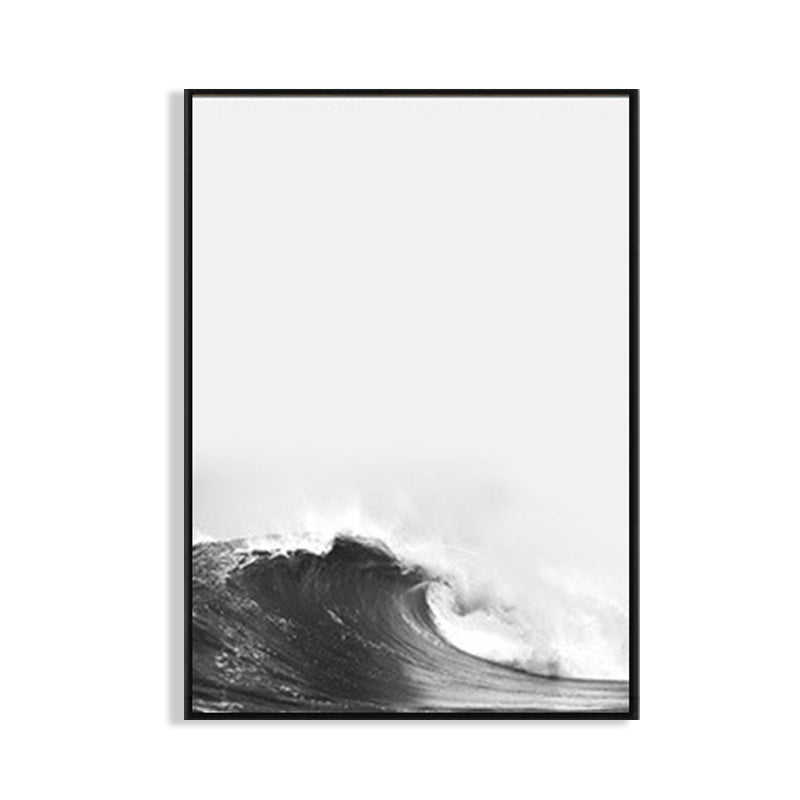 Modernist Canvas Print Grey Sea Wave Wall Art Decor for Guest Room, Multiple Size Options