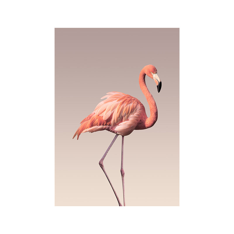 Flamingo Wall Decor in Pink Canvas Wall Art for Sitting Room, Textured Surface