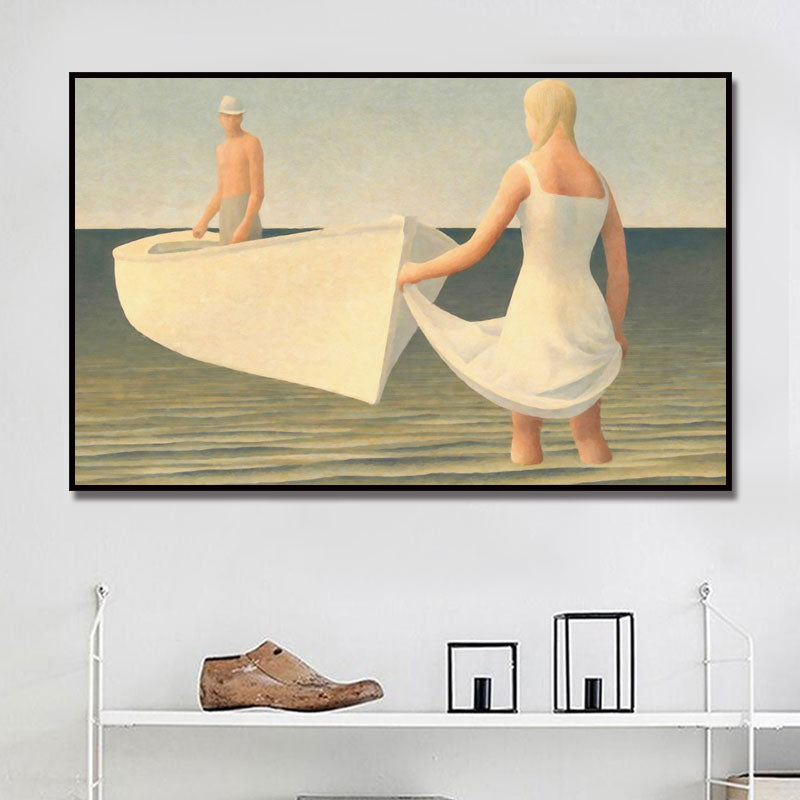 White Contemporary Canvas Boating Wall Art Print for Kitchen, Multiple Sizes Options