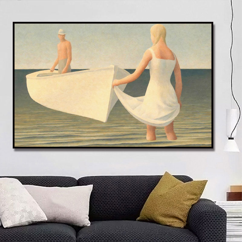 White Contemporary Canvas Boating Wall Art Print for Kitchen, Multiple Sizes Options