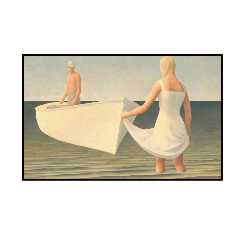 White Contemporary Canvas Boating Wall Art Print for Kitchen, Multiple Sizes Options