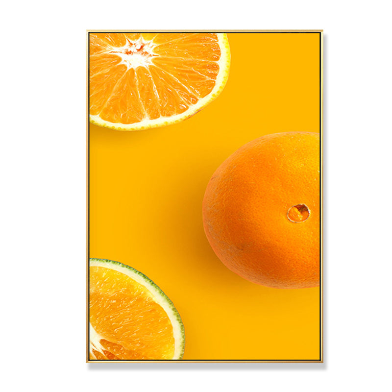 Decorative Orange Paintings Minimalist Canvas Wall Art Decor in Yellow for Dining Room