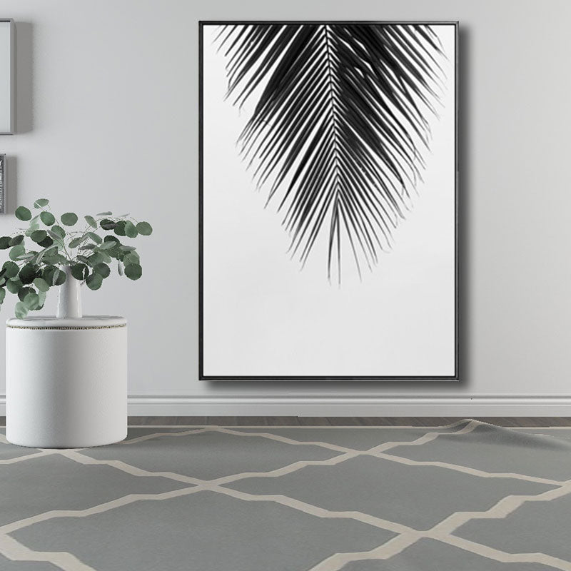 Palm Leave Wrapped Canvas for Living Room Plant Wall Art Print Black for Home Decor